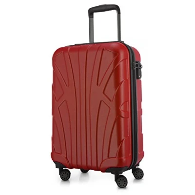 Afbeelding van SUITLINE Koffer met wielen, harde schaal volumeverlenging, TSA vergrendeling, ABS, mat, 4 rubberen dubbele Rood, 55 cm