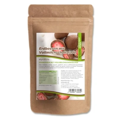 Afbeelding van Mynatura aardbeien, gevriesdroogd, in volle melkchocolade, met chocolade omwikkeld, muesli, zoete snacks, zak (1 x 1000 g)