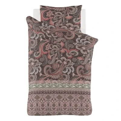 Afbeelding van iSeng Paisley Flower Dekbedovertrek Eenpersoons 140x200/220 cm Bordeaux