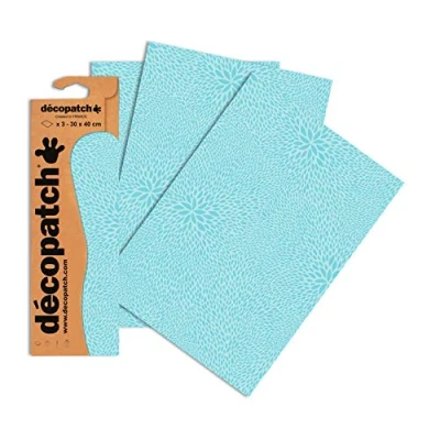 Afbeelding van Décopatch C701O een zakje met 3 vellen bedrukt papier, 30 x 40 cm, kunstpapier, effen, ijsblauw