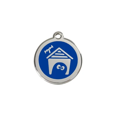 Afbeelding van Dog House Navy roestvrijstalen hondenpenning small/klein dia. 2 cm RedDingo