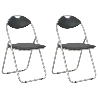 Afbeelding van Eetkamerstoelen inklapbaar 2 st kunstleer zwart
