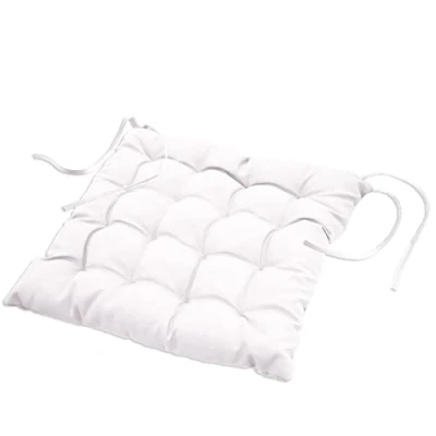 Afbeelding van Stoelkussen Essential Wit 40 x cm Eetkamer &amp; Tuinstoel zitkussen met linten 100% Polyester Geschikt voor buiten