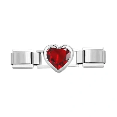 Afbeelding van Quiges Schakel Bedel 9mm charms Kleurrijk Rood hart Geschikt voor Nomination armband Schakelarmband italy bedels