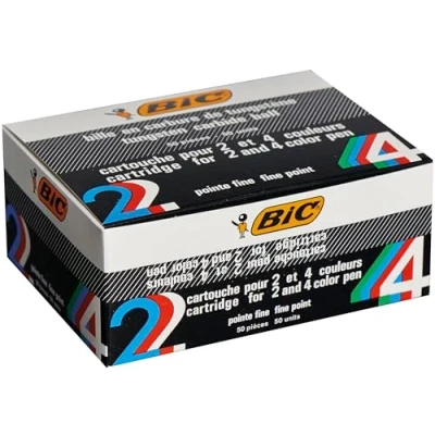 Afbeelding van BIC 4 kleuren originele fijne balpen, punt (0,8 mm) zwart, 50 stuks