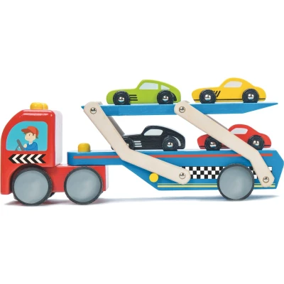 Afbeelding van Le Toy Van Speelset Auto&#039;s Racewagen Transporter Hout