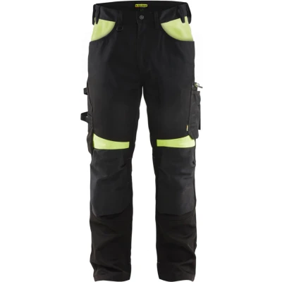 Afbeelding van Blaklader Werkbroek zonder spijkerzakken 1556 1860 Zwart/High Vis Geel D124