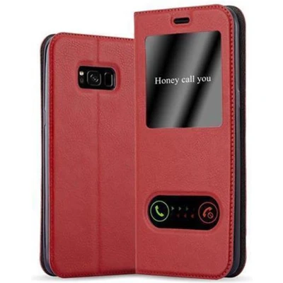 Afbeelding van Cadorabo Hoesje geschikt voor Samsung Galaxy S8 PLUS in SAFRAN ROOD Beschermhoes met magnetische sluiting, standfunctie en 2 kijkvensters Book Case Cover Etui