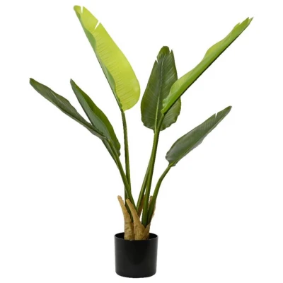 Afbeelding van Decoris Kunstplant Strelitzia in pot kunststof 6 bladeren dia.40x90cm groen