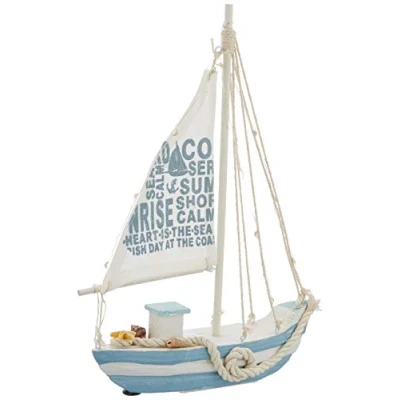 Afbeelding van Houten zeilboot met 13 leds, warmwit, ca. 21,5 x 28 cm, voor 2 micro batterijen (AAA)
