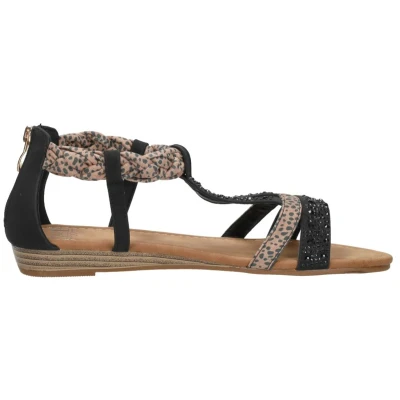 Afbeelding van SUB55 Sandalen, Dames, Maat: 36, Zwart Kunststof/ textiel