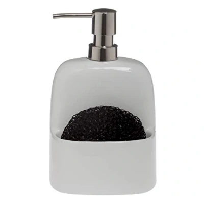 Afbeelding van Spirella Bridget zeepdispenser en sponshouder, porselein, wit
