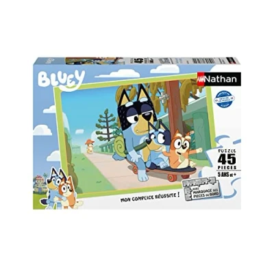 Afbeelding van Nathan Kinderpuzzel 45 stukjes Middag met het gezin Bluey Meisjes of jongens vanaf 5 jaar Hoogwaardige puzzel dik en duurzaam karton dieren 86166
