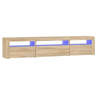 Image de vidaXL Meuble TV avec lumières LED Chêne sonoma 195x35x40 cm3152740