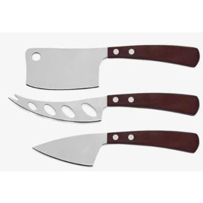 Afbeelding van Legnoart Kaasmessenset 3pcs Latte Vivo Donker Legno24 Essenhout Giftbook