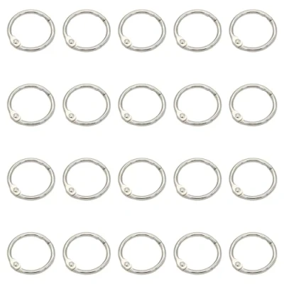 Afbeelding van 20 stuks boekringen, mm, metalen kaartringen, voor scrapbooking, albums, notitieboeken, kaarten (zilver)