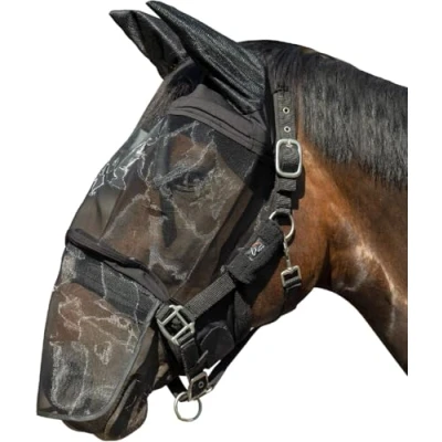 Afbeelding van HKM Vliegenmasker Premium Met Neusnetje Zwart Pony Agradi.be