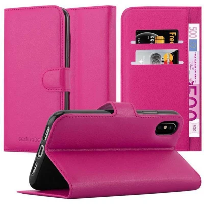 Afbeelding van Cadorabo Hoes compatibel met Apple iPhone X/XS, in roze BONBON beschermhoesje magneetsluiting, standfunctie en kaartvak