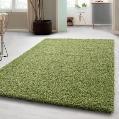 Afbeelding van Hoogpolig shaggy tapijt voor de woonkamer, onderhoudsarm, getest op schadelijke stoffen, poolhoogte: 3 cm, Öko Tex standaard, afmetingen: 160 x 230 kleur: groen