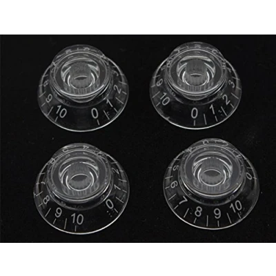Afbeelding van KAISH Set van 4 transparante belknoppen voor LP gitaar met witte cijfers Epi Les Paul of SG