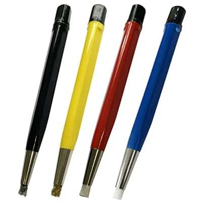 Afbeelding van Set van 4 krasborstels: messing, staal, nylon, glasvezel voor horlogereparatie (40)