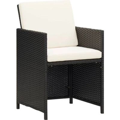 Afbeelding van Tuinstoelen 2 st met kussens poly rattan zwart