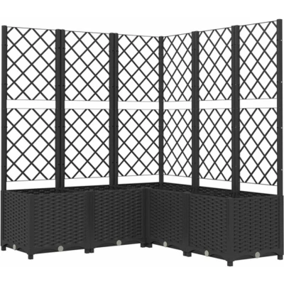 Afbeelding van Plantenbak met latwerk 120x120x136 cm polypropeen zwart
