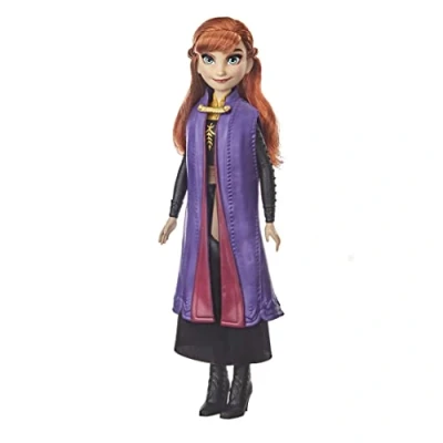 Afbeelding van Disney Frozen 2 Anna pop met lang rood haar, rok, schoenen, speelgoed geïnspireerd op de ijskoningin