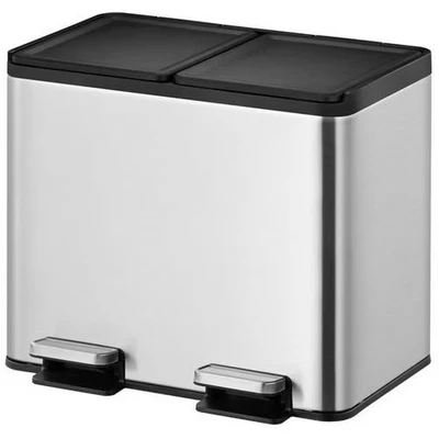 Afbeelding van EKO Essential splitted Recycler pedaalemmer 15+15 ltr, Stainless steel mat RVS