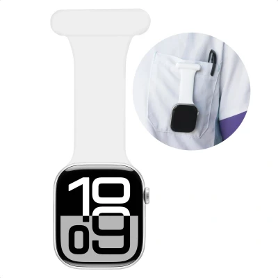 Afbeelding van imoshion Verpleegkundige siliconen bandje Geschikt voor Apple Watch 4, 5, 6, 7, 8, 9, 10, SE, Ultra (2) 44/45/46/49 mm Wit One Size