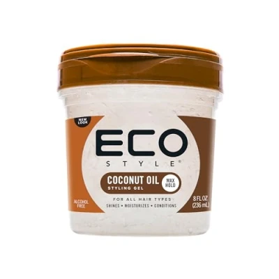Image de Ecoco Eco Style Gel Coconut Oil Sans Alcool Pour Tous les Types De Cheveux Tenue et Brillance Longue Durée Pas Paillettes Pincement Anti Démangeaisons 8 oz/236 ml