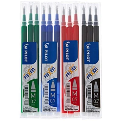 Image de Lot de 4 étuis 3 recharges FriXion pointe 0,7mm assortiment classique Pilot