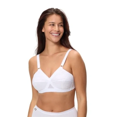 Afbeelding van Playtex Beugelloze beha voor dames, klassiek, gekruist hart, 1 stuks, Wit.