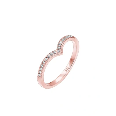 Afbeelding van Elli Vshape Basic Ring rosegoldcolored, Dames, Maat: 54, Rosegold colored