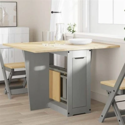 Afbeelding van vidaXL Eettafel Corona inklapbaar massief grenenhout grijs