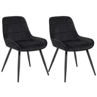 Afbeelding van WOLTU BH332sz 2 Eetkamerstoelen bekleed met kunstleer, ergonomische stoel rugleuning, voor woonkamer, slaapkamer, keuken, zwart, stuks