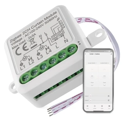 Afbeelding van EMOS GoSmart Home rolluikschakelaarmodule met app, ZigBee dubbele schakelaar, inbouw relaisschakelaar voor rolluikbediening, spraakbesturing