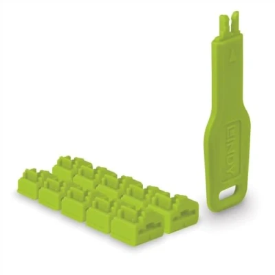 Afbeelding van Lindy RJ45 poortsloten Groen 10 stuks+ 1 sleutel (47894), Beveiliging van notebooks,