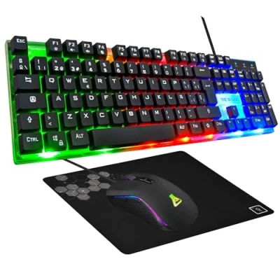 Afbeelding van G Lab combo Yttrium Set van toetsenbord en gaming muis, 3 in 1 met QWERTY gamingtoetsenbord, 105 toetsen, 2600 dpi, muismat PC/PS4/PS5 (nieuwe versie)
