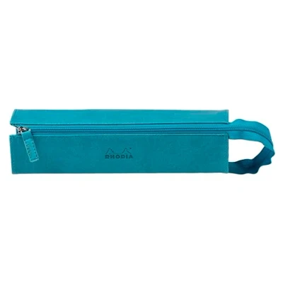 Afbeelding van RHODIA 319017C Pennenetui, Rhodiarama, turquoise, 23 x 5 cm, platte opening voor gebruik als pen, kunstleer, opslag van pennen, potloden, viltstiften, kleine benodigdheden