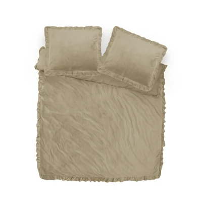 Afbeelding van Y NOT Dekbedovertrek Velvet Ruffles Iced Coffee 1 Persoons Bruin