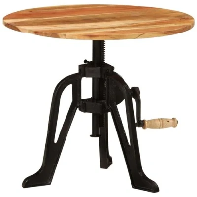 Afbeelding van Bijzettafel 60x(42 62) cm massief acaciahout en gietijzer