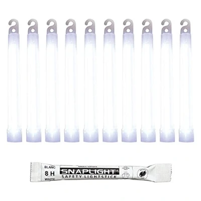 Afbeelding van Cyalume SnapLight breeklichten in wit (pak van 100) 15 cm glow sticks met haak aan het einde ultra heldere lichtsticks een brandduur 8 uur