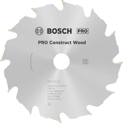 Image de BOSCH 2608641199 lame de scie circulaire Construct Wood, 150 x 20/16 2.4 mm, 12T