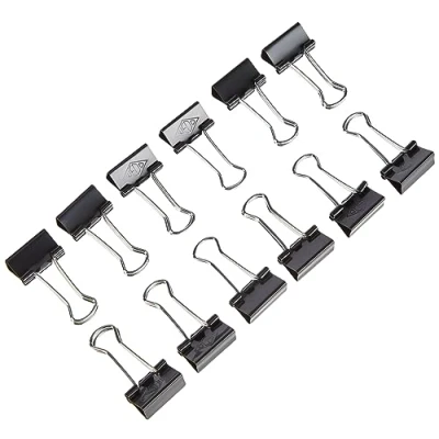 Afbeelding van Wedo 12 x klapklemmen van gelakt metaal met afneembaar handvat en sterke veer 19 mm zwart zilver 6421419