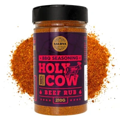 Image de Holy Cow BBQ bœuf Rub Assaisonnement pour barbecue 100% naturel Contient une saveur incroyable dans n&#039;importe quelle coupe de merveilleux barbecues et plats grillés Grand pot