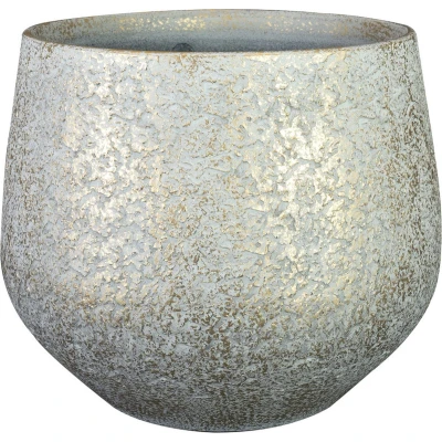 Afbeelding van Steege Plantenpot/bloempot keramiek metallic zilvergrijs/touch of gold D23/H20 cm