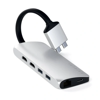 Afbeelding van Satechi Type C Dual HDMI Multimedia Adapter zilver ST TCDMMAS