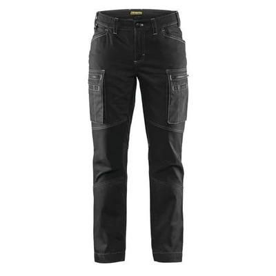 Image de Pantalon services stretch femme noir, lavage industriel