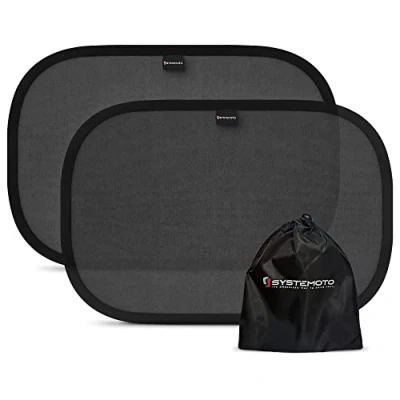 Afbeelding van Systemoto zonwering auto baby met UV bescherming (set van 2) autoraam voor kinderen (zwart)